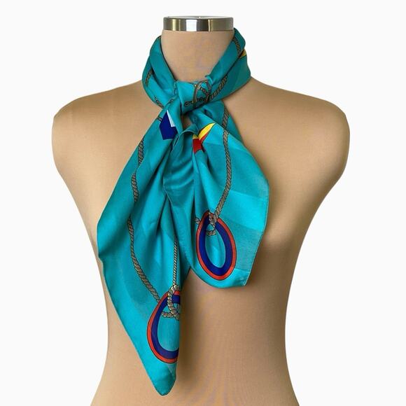 Womens Fashion Neck Scarf Signal Nautical Flags Sailing Blue Square 30x30 - Picture 5 of 10